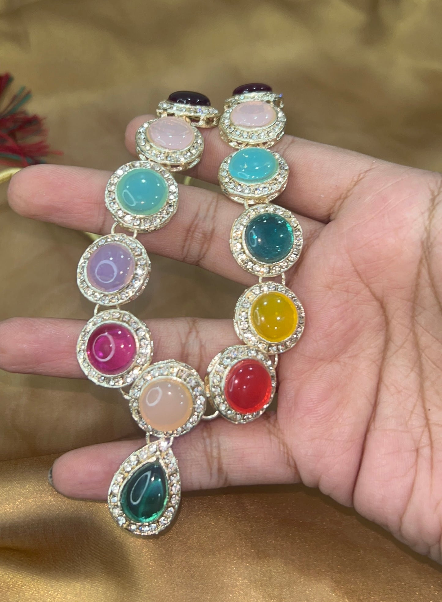 Anusha Monalisa stone studded Set with American Diamond