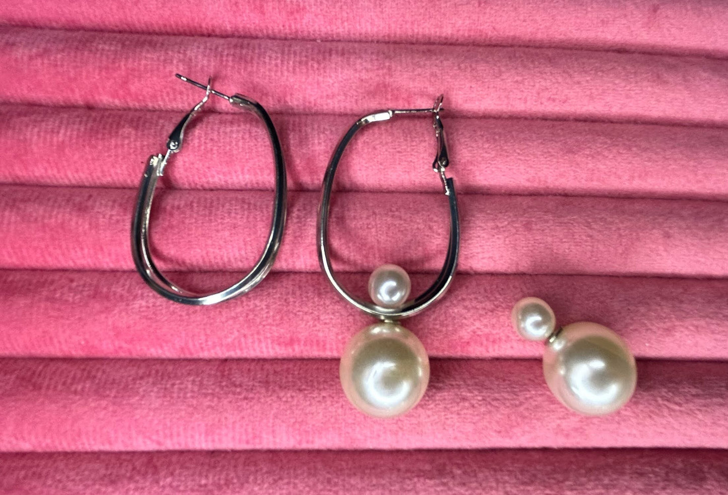 FLORENCE Pearl Long Hoops Earrings