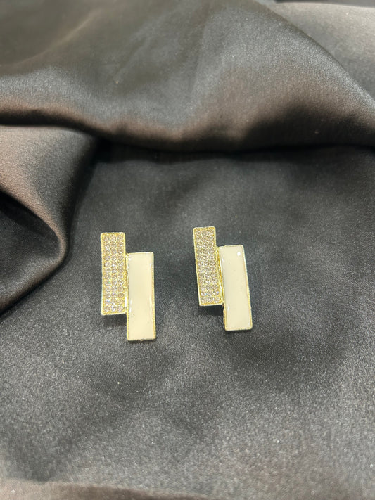 Iksh Silver White Earrings