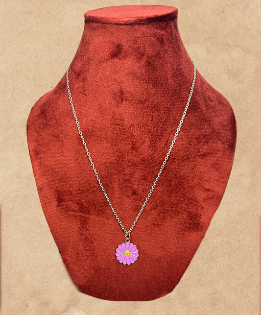 Lucy Lilac Flower Silver Chain