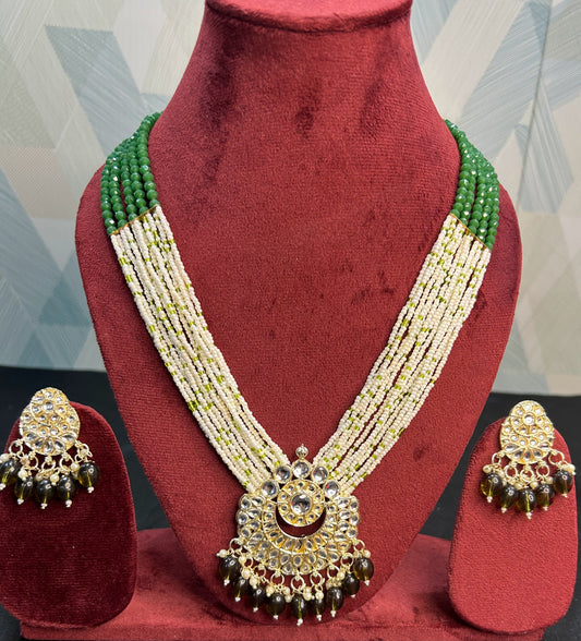 Madhavi Olive Green Meenakari Necklace Set