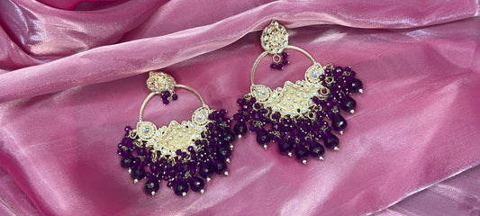 Ira Purple Crystal Chandbali