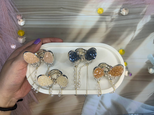 Korean Style Pearl Metal Hair Clutcher Butterfly with tussle hair Claw Clip Hair Accessories For Women Girls