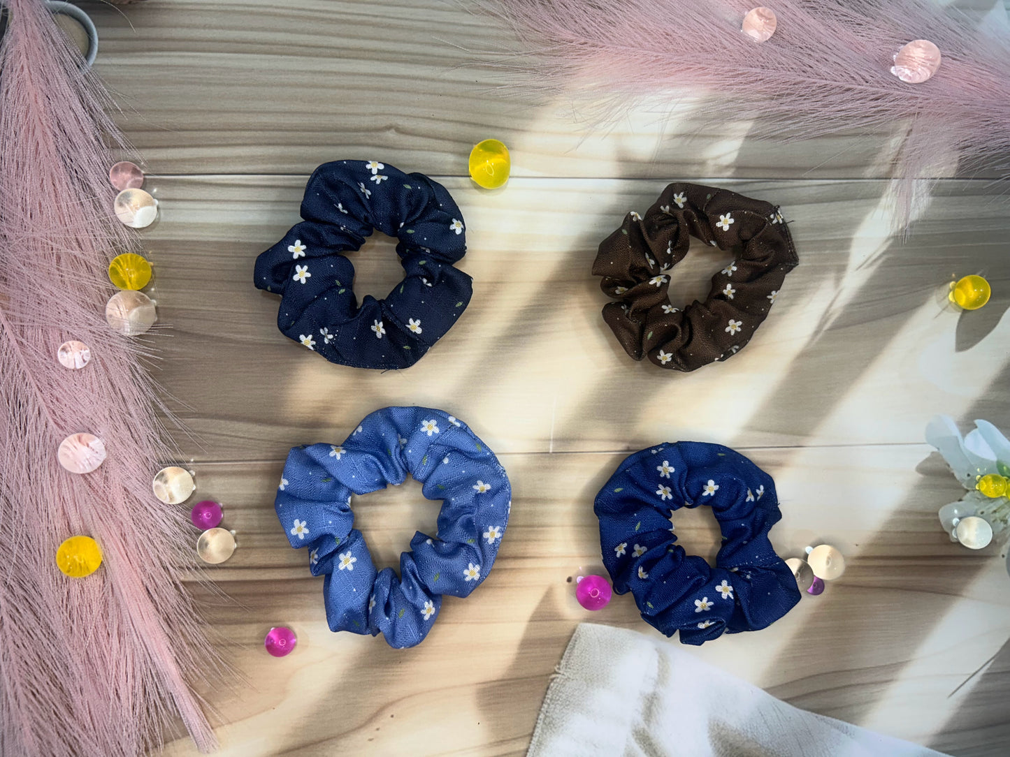 Cotton Hair Scrunchies with flower design