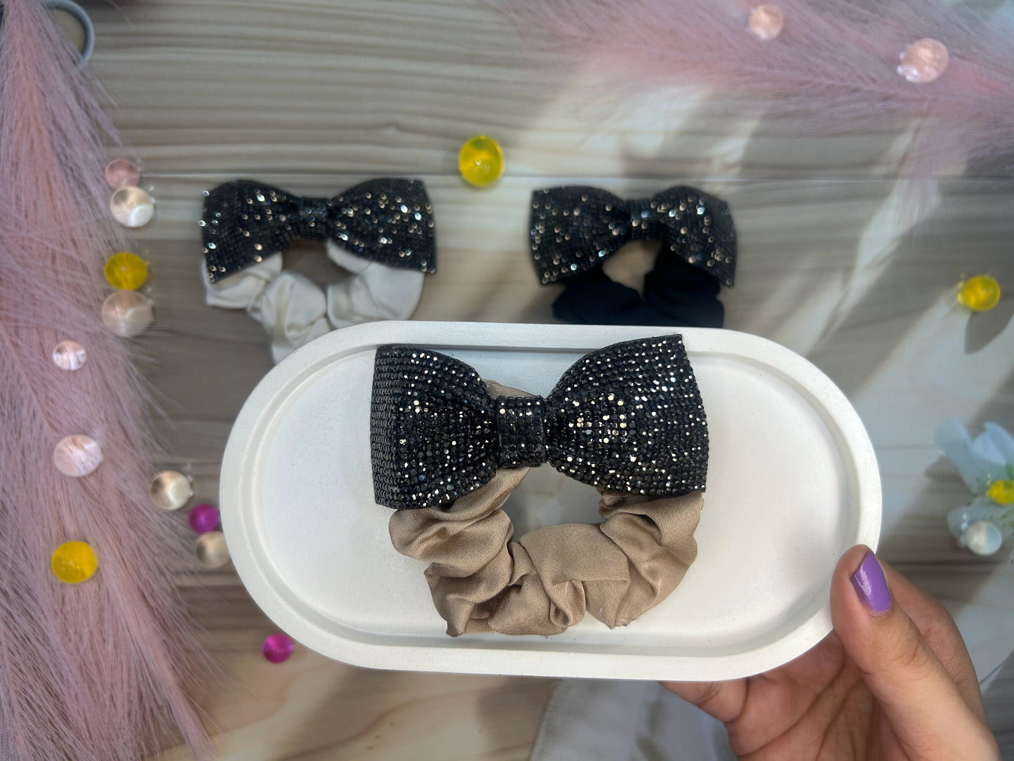 Crystal Bow Scrunchy