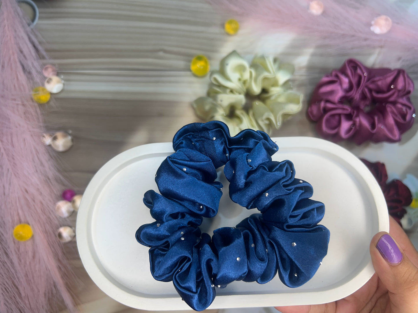 Beaded Satin Scrunchy