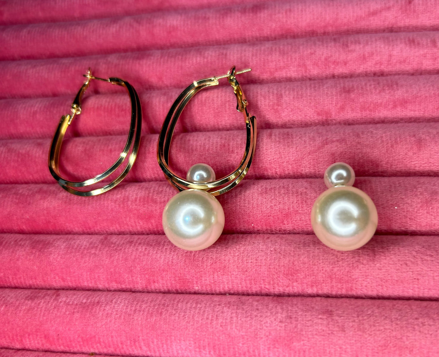 FLORENCE Pearl Long Hoops Earrings