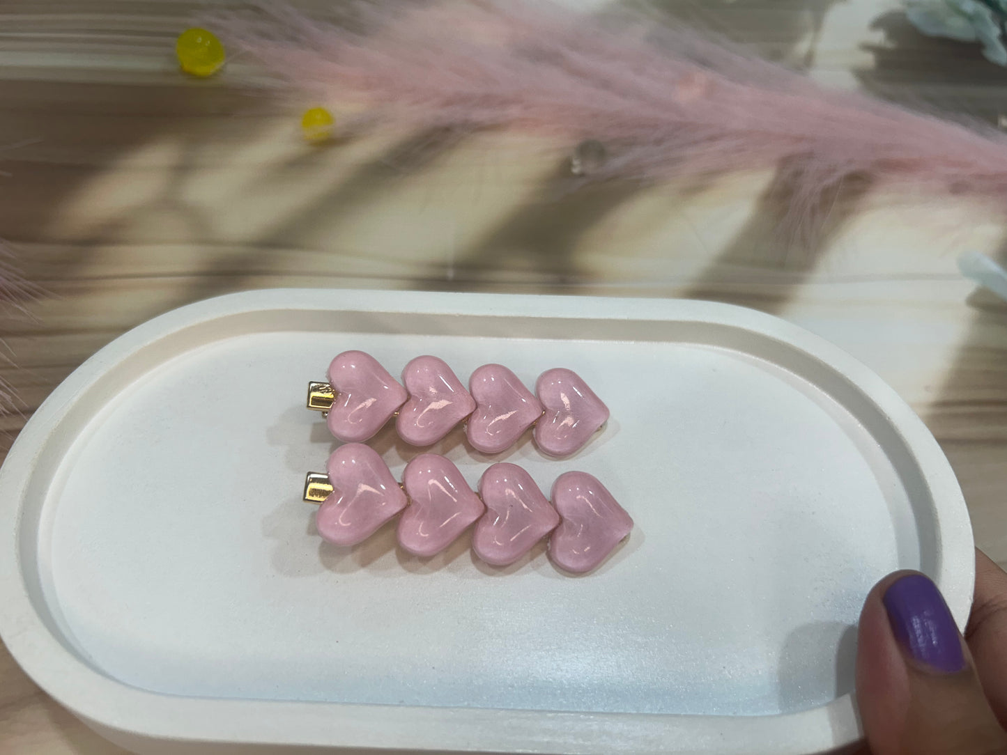 Crystal Heart Contemporary Hair Clips - Korean Design for Women & Girls (1 Set)