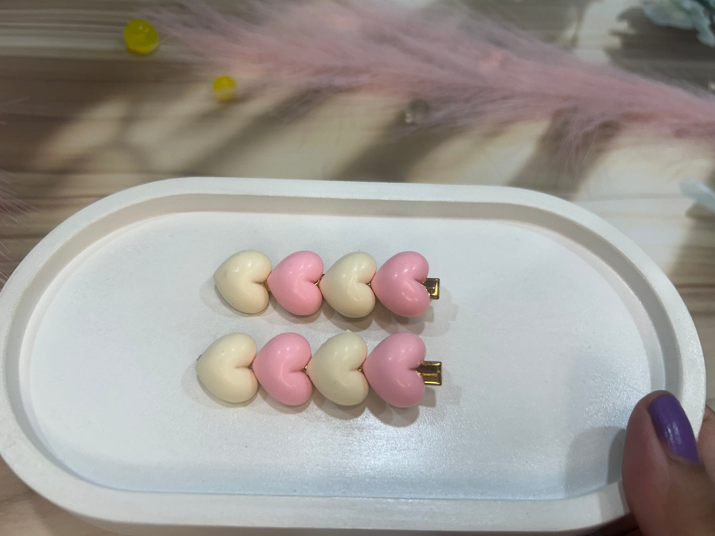 Crystal Heart Contemporary Hair Clips - Korean Design for Women & Girls (1 Set)