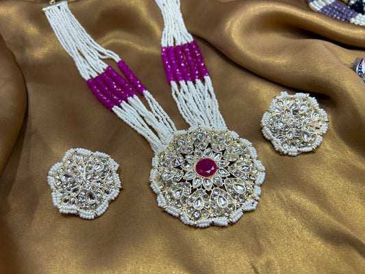 Ishanvi Pink Meenakari Necklace Set