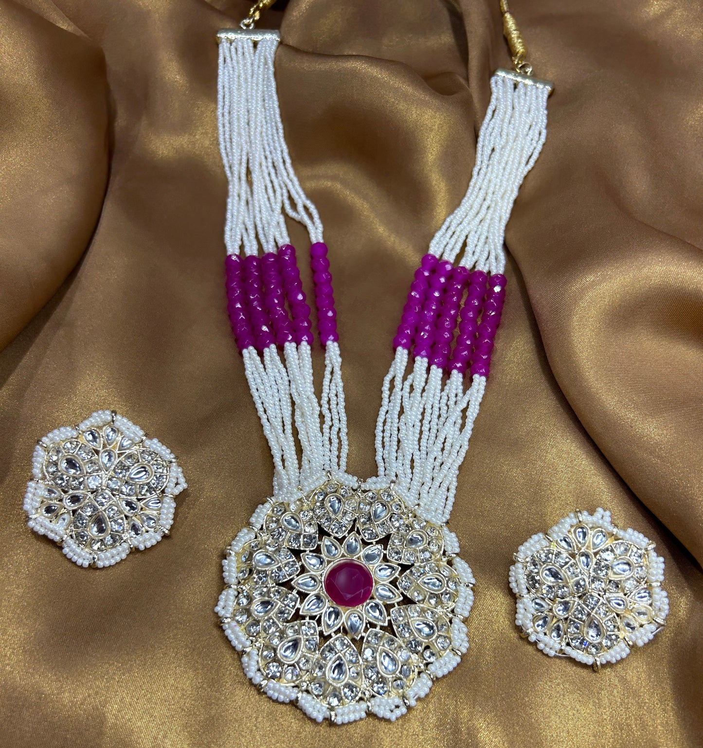 Ishanvi Pink Meenakari Necklace Set