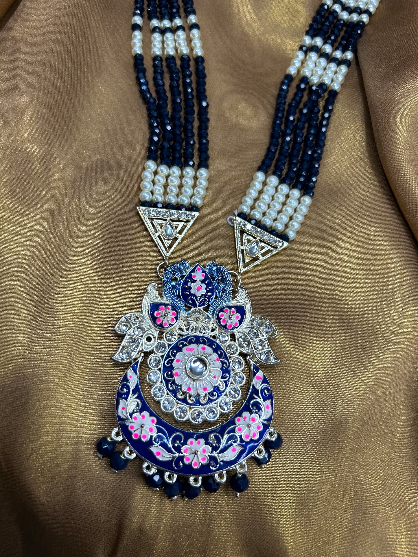 Navisha Royal Blue Meenakari Necklace Set