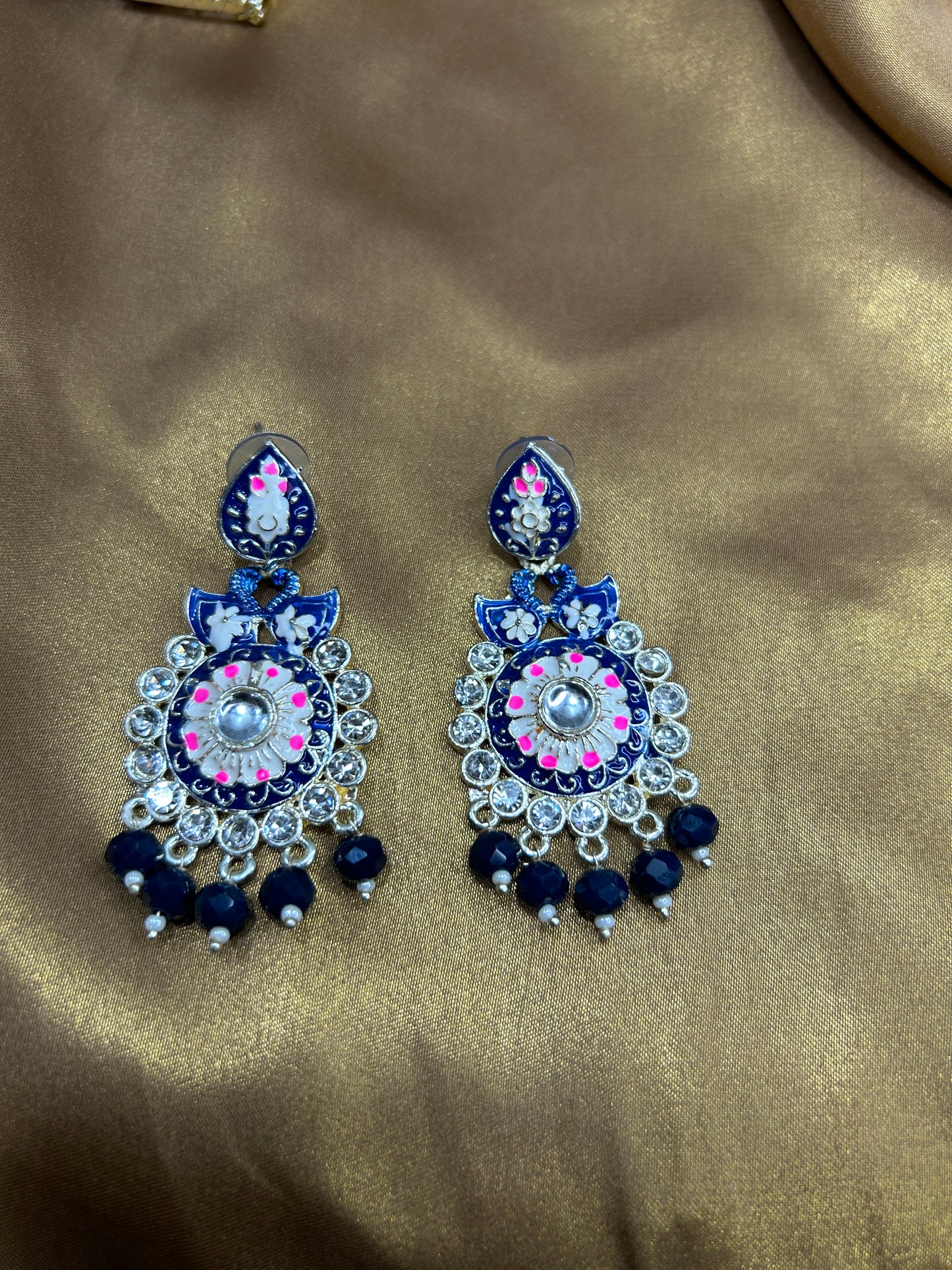 Navisha Royal Blue Meenakari Necklace Set