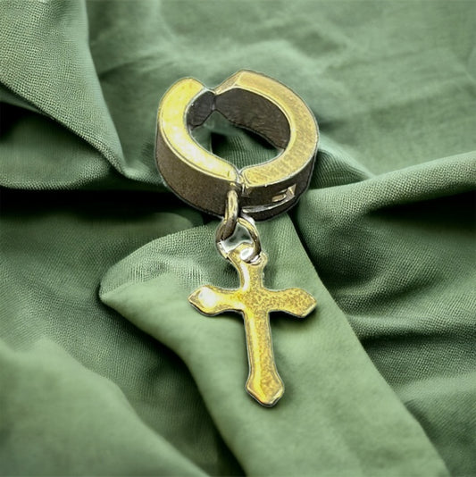 Clip on Earring with Cross Charm