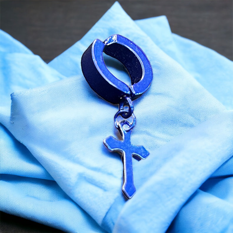 Clip on Earring with Cross Charm